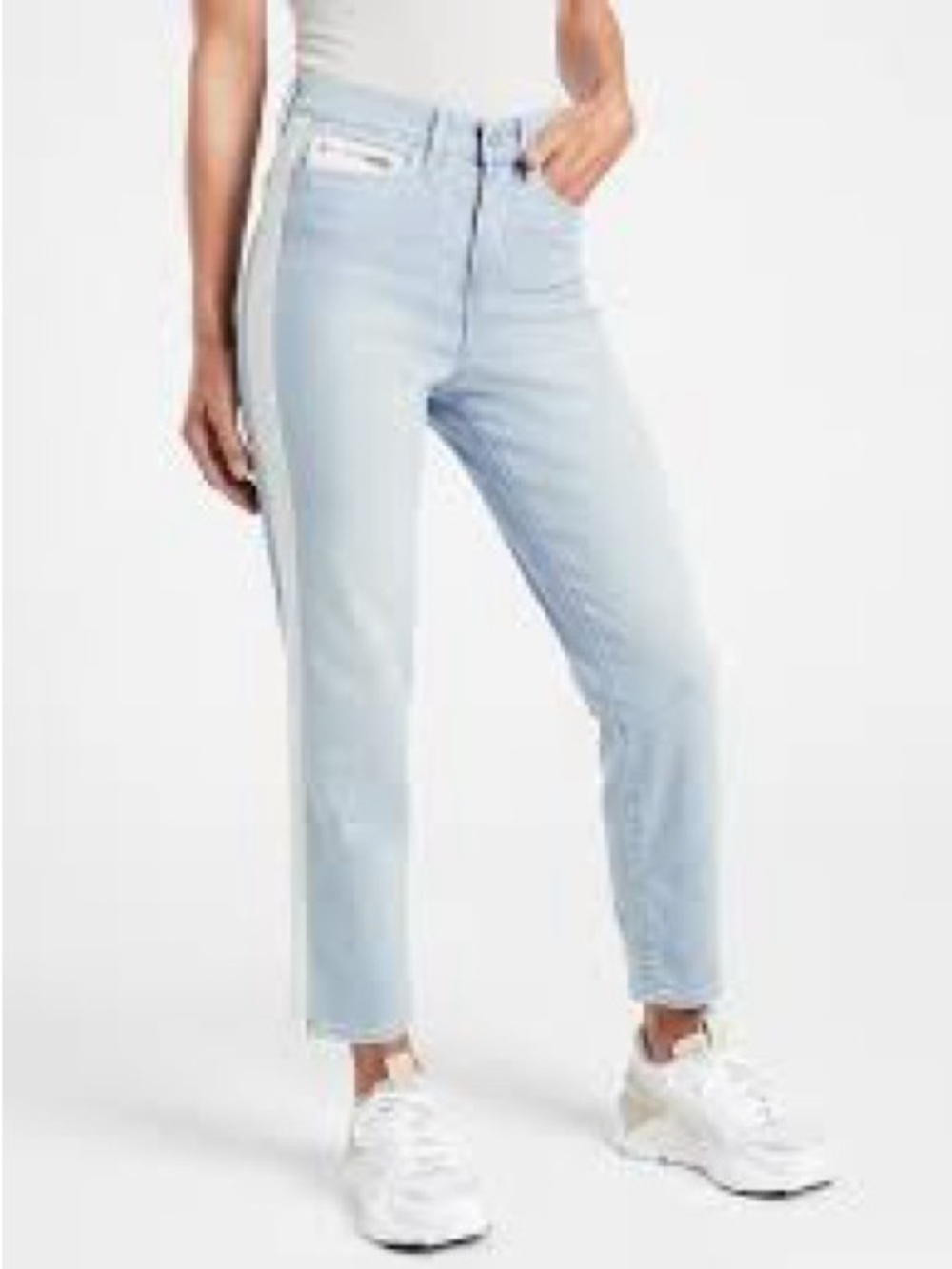 Athleta Sculptek Straight Leg Crop Womens 8 Indigo Stripe Light Wash